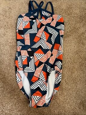 Geometric Navy & Orange Leo, Eleve Dancewear, XS, barely worn